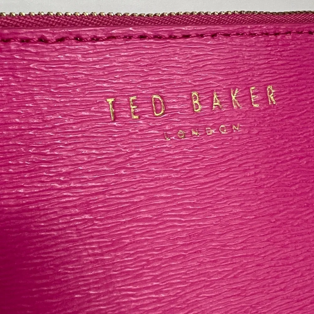 Ted Baker Pink Aspinal Top Zipper Large Clutch Bag Gold Hardware 10.25” x 6.5”